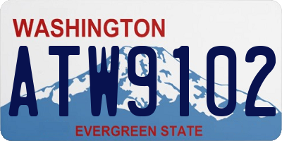 WA license plate ATW9102