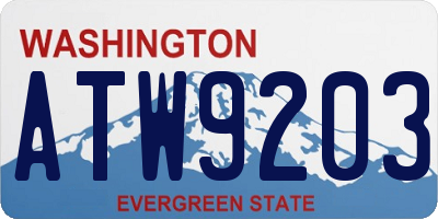 WA license plate ATW9203