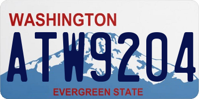 WA license plate ATW9204