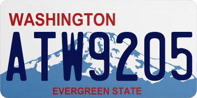 WA license plate ATW9205