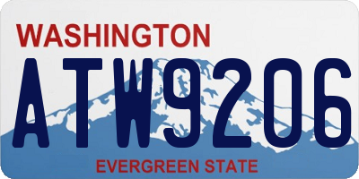 WA license plate ATW9206