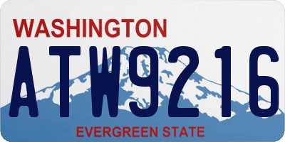 WA license plate ATW9216
