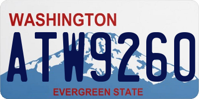 WA license plate ATW9260