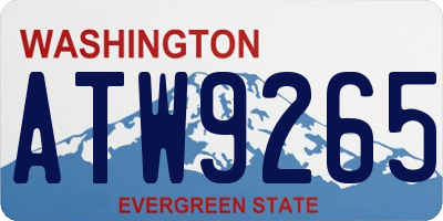 WA license plate ATW9265