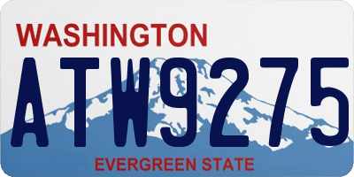 WA license plate ATW9275