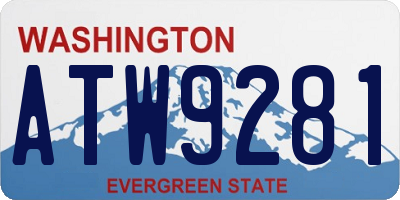WA license plate ATW9281