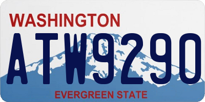 WA license plate ATW9290