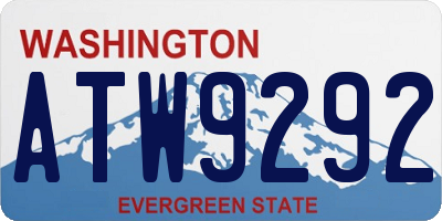 WA license plate ATW9292