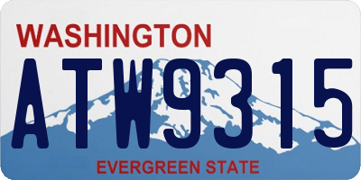WA license plate ATW9315