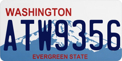 WA license plate ATW9356