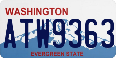 WA license plate ATW9363