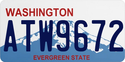 WA license plate ATW9672