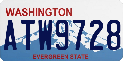 WA license plate ATW9728