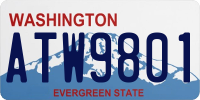 WA license plate ATW9801