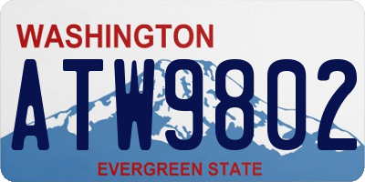 WA license plate ATW9802