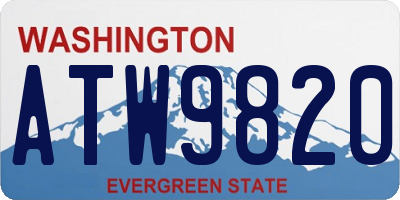 WA license plate ATW9820