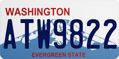 WA license plate ATW9822