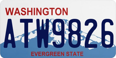 WA license plate ATW9826