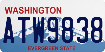 WA license plate ATW9838