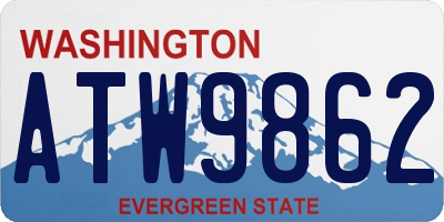 WA license plate ATW9862
