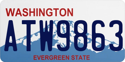 WA license plate ATW9863
