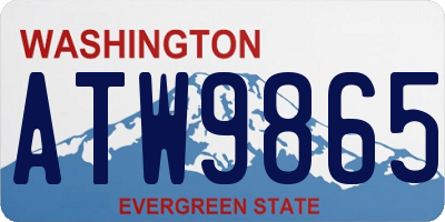 WA license plate ATW9865
