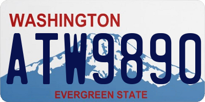 WA license plate ATW9890