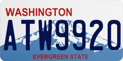 WA license plate ATW9920