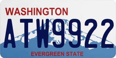 WA license plate ATW9922