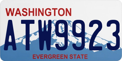 WA license plate ATW9923