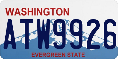 WA license plate ATW9926