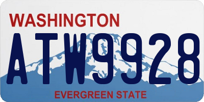 WA license plate ATW9928