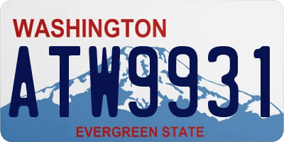 WA license plate ATW9931