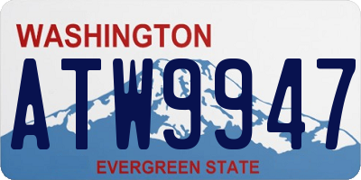 WA license plate ATW9947