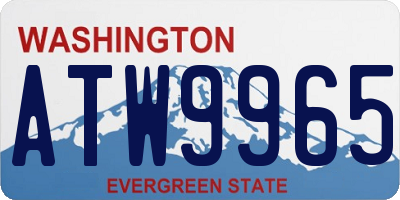 WA license plate ATW9965
