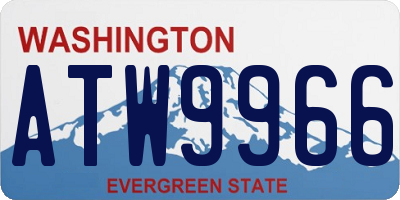 WA license plate ATW9966