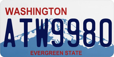WA license plate ATW9980