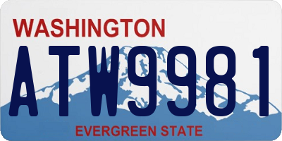 WA license plate ATW9981