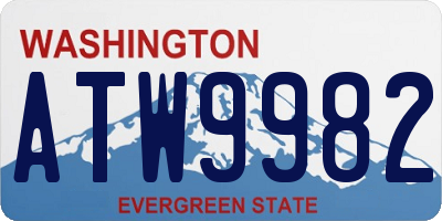 WA license plate ATW9982