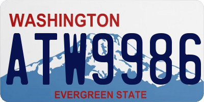 WA license plate ATW9986