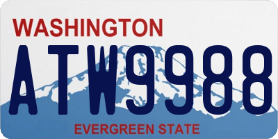 WA license plate ATW9988