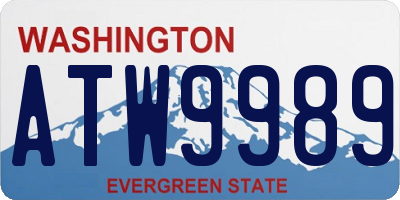 WA license plate ATW9989