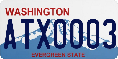 WA license plate ATX0003