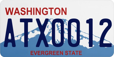 WA license plate ATX0012