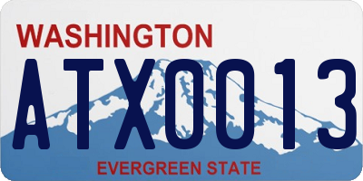 WA license plate ATX0013