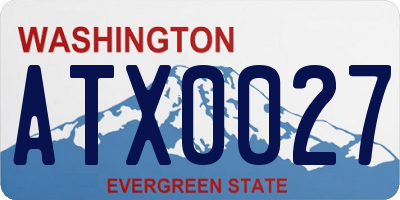 WA license plate ATX0027