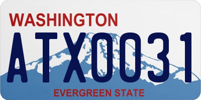 WA license plate ATX0031