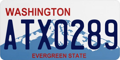 WA license plate ATX0289