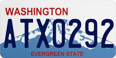 WA license plate ATX0292