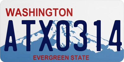 WA license plate ATX0314